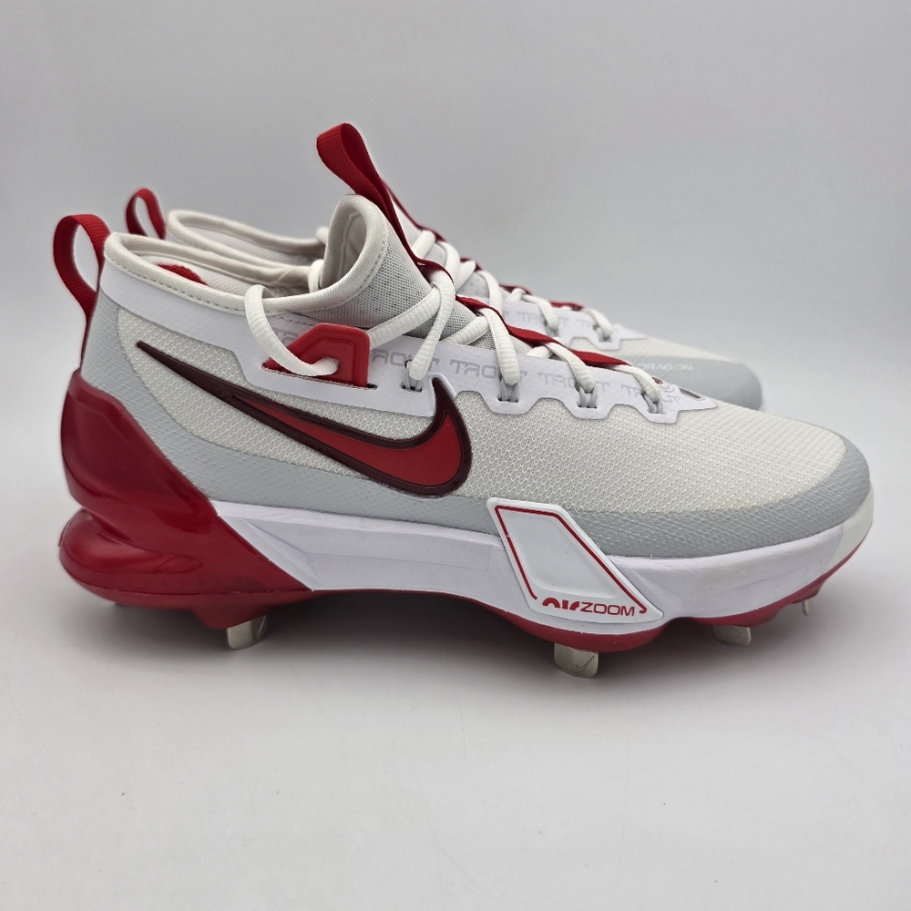 Nike Men’s Force Zoom Trout 9 Elite Baseball Cleats White/Red Sz 8.5 FB2906-101